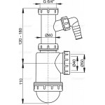 Сифон для мойки Alcaplast A443P-DN50/40 Сифон для мойки Alcaplast A443P-DN50/40